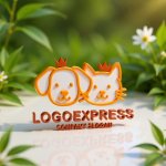 画像12: 王冠をかぶった犬と猫の仲良しロゴ (12)