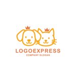 画像1: 王冠をかぶった犬と猫の仲良しロゴ (1)