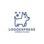 画像1: 楽しい犬と足跡のロゴ (1)