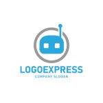 画像1: ロボットの顔をモチーフにした先進的なロゴ (1)