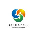 画像1: 三人が手を取り合う絆と調和のコミュニティロゴ (1)