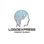 画像1: 知性と技術が融合する人工知能（AI）のロゴ (1)
