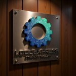 画像5: ギアと回路が融合した先進的なテクノロジーロゴ (5)