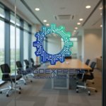 画像9: ギアと回路が融合した先進的なテクノロジーロゴ (9)