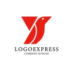 画像1: 「Y」と鳥が融合した先進的なロゴ (1)