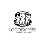 画像3: 仲良く寄り添う三匹の猫のキュートなロゴ (3)