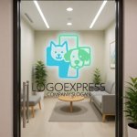 画像6: 犬と猫が並ぶメディカルなペットクリニックロゴ (6)