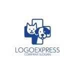 画像3: 犬と猫が並ぶメディカルなペットクリニックロゴ (3)
