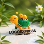 画像12: 親ガメと子ガメの絆を描いた温かいロゴ (12)