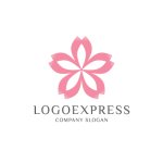 画像1: 洗練された桜の花びらのモダンロゴ (1)