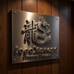 画像5: 「龍」の漢字とドラゴンが融合した力強い和風ロゴ (5)