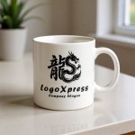 画像16: 「龍」の漢字とドラゴンが融合した力強い和風ロゴ (16)