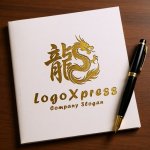 画像6: 「龍」の漢字とドラゴンが融合した力強い和風ロゴ (6)