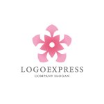 画像1: 桜と幾何学が融合したモダンで華やかなロゴ (1)