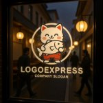 画像14: 大きな魚を抱えた猫のキャラクターロゴ (14)
