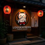 画像16: 大きな魚を抱えた猫のキャラクターロゴ (16)