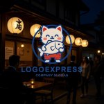 画像8: 大きな魚を抱えた猫のキャラクターロゴ (8)
