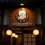 画像12: 大きな魚を抱えた猫のキャラクターロゴ (12)