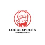 画像3: 大きな魚を抱えた猫のキャラクターロゴ (3)