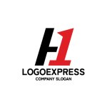 画像1: 力強い「H」と数字「1」のスタイリッシュなロゴ (1)