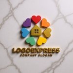 画像13: ハートに囲まれた安らぎの家のロゴ (13)