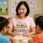 画像5: 枝にとまる親子フクロウのロゴ (5)