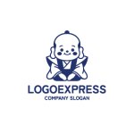画像1: 福を招く、愛らしい福助さんのキャラクターロゴ (1)