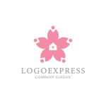 画像1: 桜と住まいの調和を象徴する、温かなファミリーロゴ (1)
