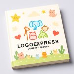 画像6: カラフルな動物たちが集まる、楽しい子供向けロゴ (6)