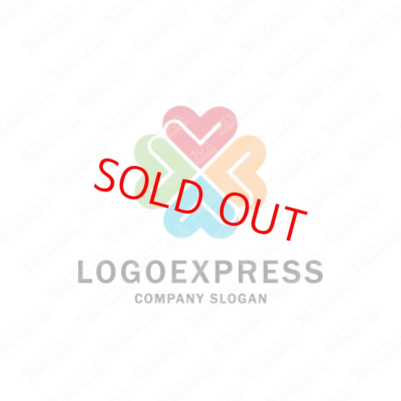 画像1: ハートの四つ葉のクローバー風のロゴ (1)