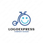 画像1: 可愛い自転車と笑顔のロゴ (1)