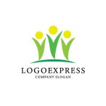 画像1: 丘の上の3人の幸せな人々のロゴ (1)