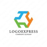 画像1: 数字の4と立方体をモチーフにした立体感のロゴ (1)