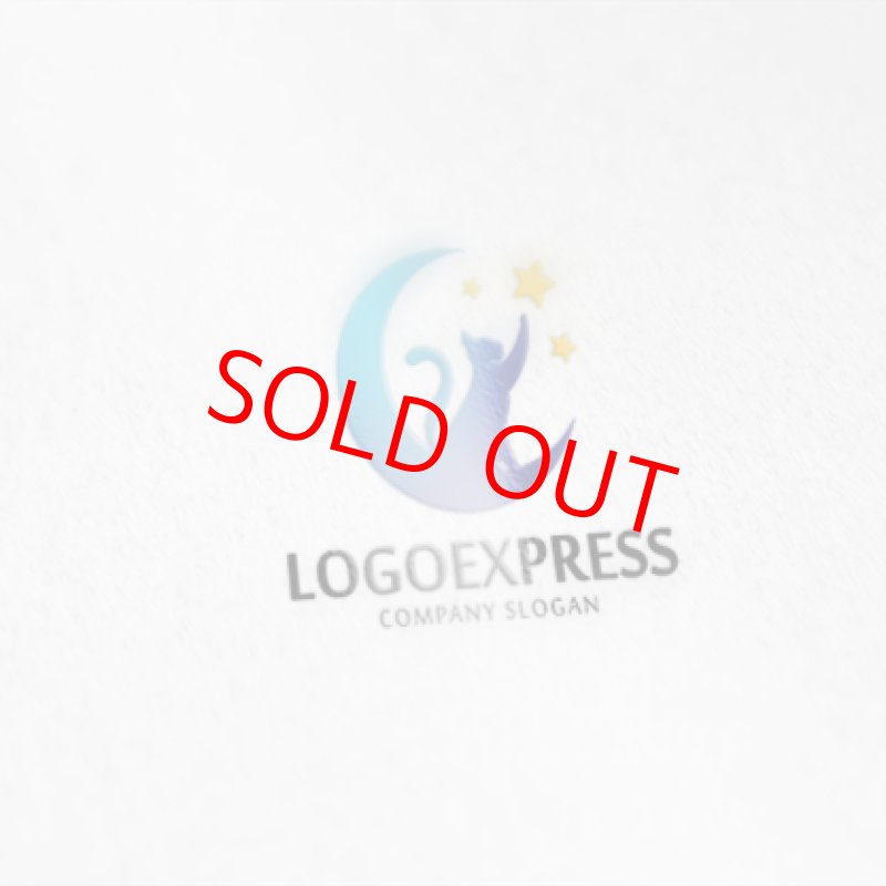 画像6: 月と星を見上げる猫のロゴ (6)