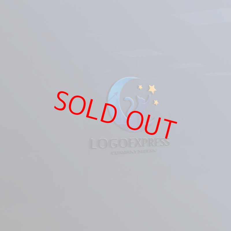 画像11: 月と星を見上げる猫のロゴ (11)