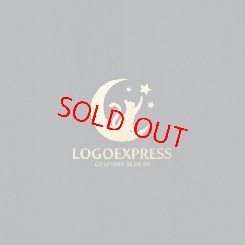 画像13: 月と星を見上げる猫のロゴ (13)