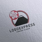 画像16: 富士山と桜の和風ロゴ (16)