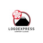 画像1: 富士山と桜の和風ロゴ (1)