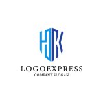 画像1: 青色のHKを組み合わせた盾のロゴ (1)