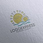 画像16: 笑顔の太陽と海のロゴ (16)