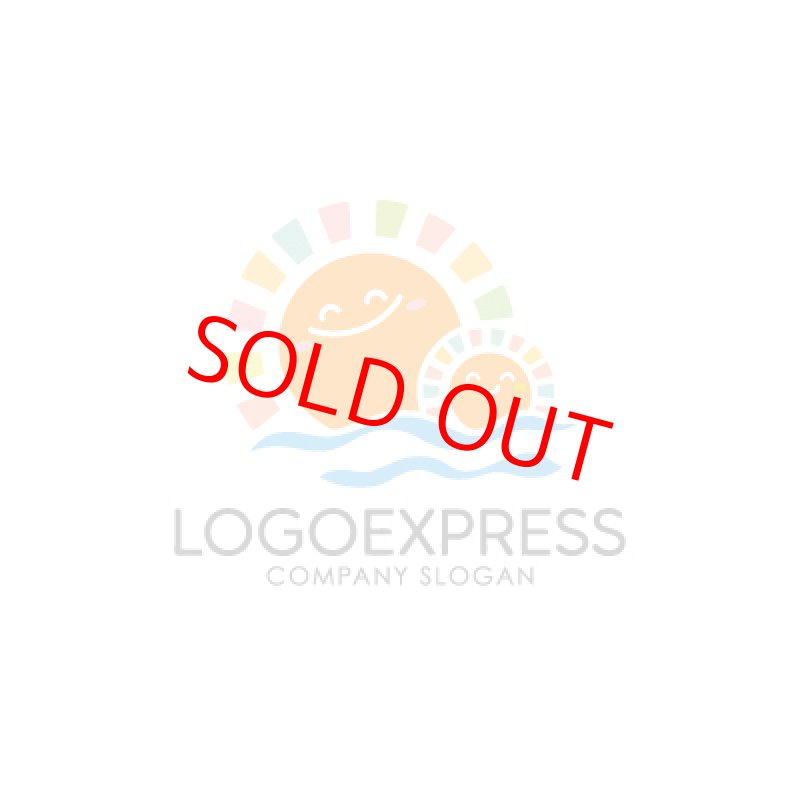 画像1: 笑顔の太陽と海のロゴ (1)