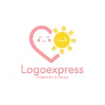 画像1: 笑顔の太陽とハートのかわいいロゴ (1)