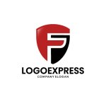 画像1: Fの文字と盾のモダンロゴ (1)