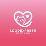 画像4: 猫とハートのかわいいロゴ (4)