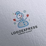 画像16: 雪だるまの冬の楽しいロゴ (16)