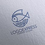 画像16: 円と魚のシンプルな海ロゴ (16)