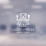 画像14: クマと食卓の可愛いレストランロゴ (14)