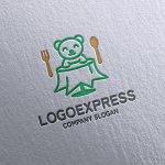 画像16: クマと食卓の可愛いレストランロゴ (16)