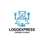 画像3: クマと食卓の可愛いレストランロゴ (3)