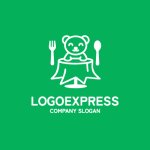 画像4: クマと食卓の可愛いレストランロゴ (4)